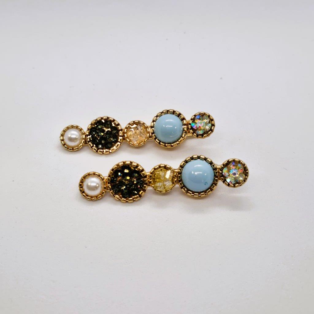 Azure Pearl Alligator Clip - Pair