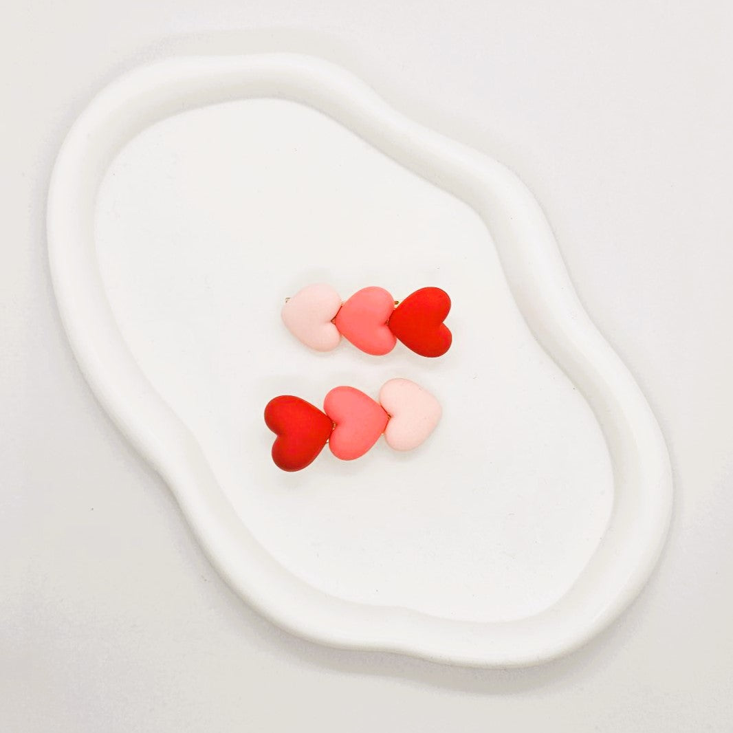 Hearts Junior Resin Alligator Clip - Pair