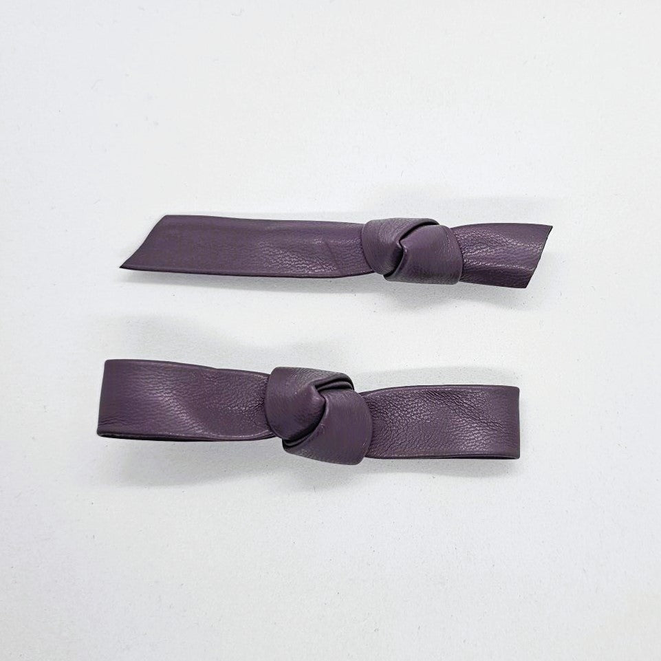 Letitia Knotted Faux Leather Alligator Clip - Pair